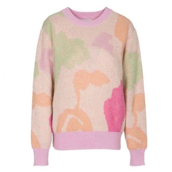 FRNCH Paris pastel crewneck sweater mohair wool blend size small multicolor - Picture 2 of 9
